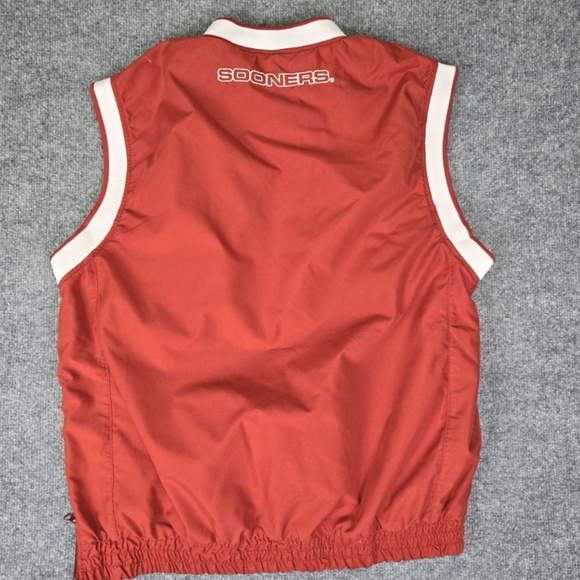 Vintage OU Oklahoma Sooners Lined Windbreaker Vest Jacket Side Zip V-Neck Mens M - Picture 2 of 11